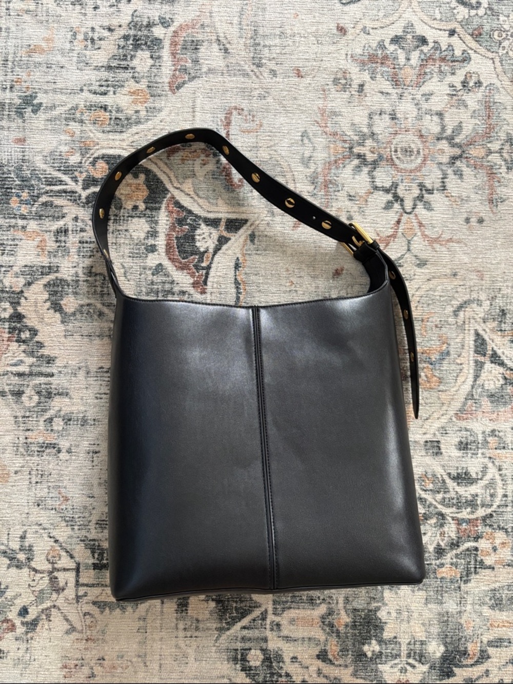 Black Shoulder Bag with Grommet Strap - Picture 2 of 5